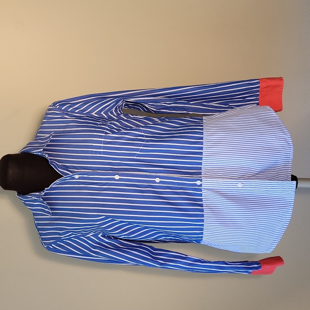 GAP Blue White Mixed Stripe Button Down Top